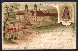 Litho Einsiedeln, Procession vom Kloster