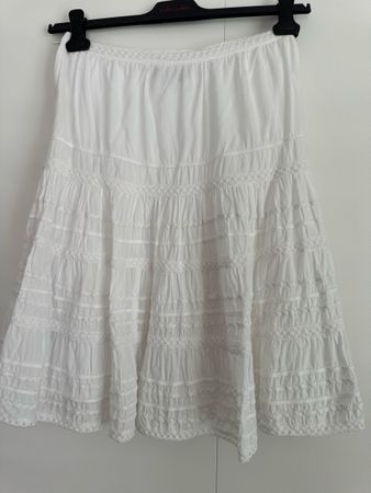 Sommerlicher Rock, weiss, Gr. XS, 100% Baumwolle, leichte Rü