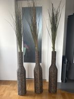 3 Deko-Vasen mit Gräsern braun Höhe ca. 120cm