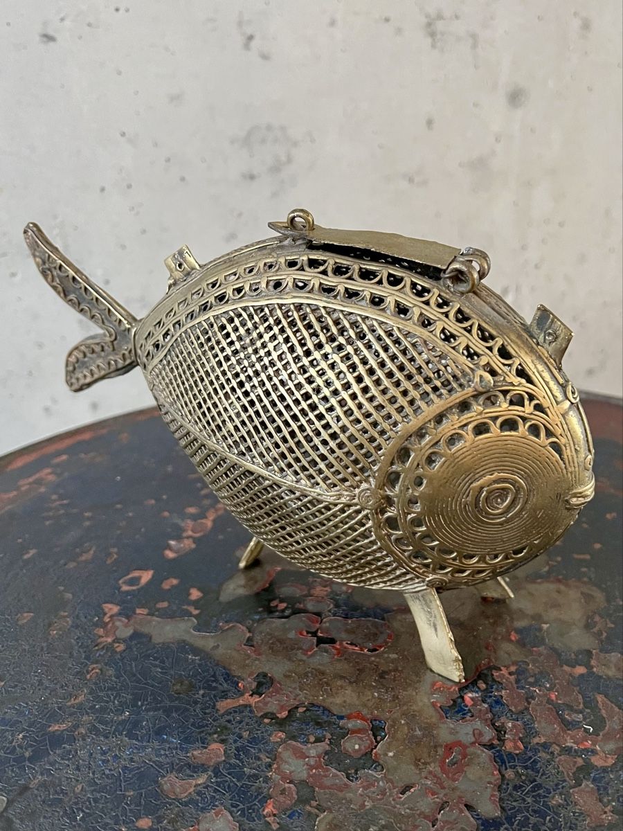 Figuren: Handgefertigte Messing Figur/Fisch Dhorka- Technik – Gebraucht aus Wabern von La-Vitrine