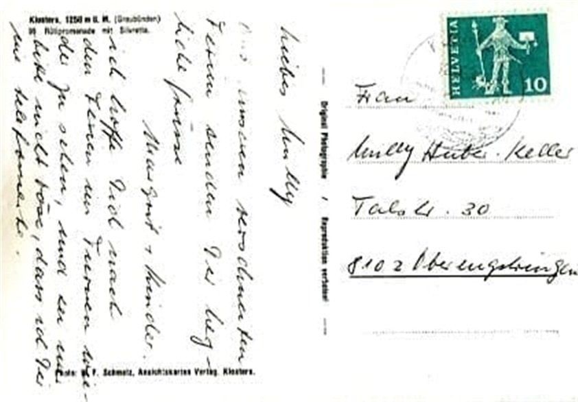 Cartoline postali: Klosters, Rütipromenade mit Silvretta – Usato da Ottikon b.Kemptth. venduto da Neptun1974 1