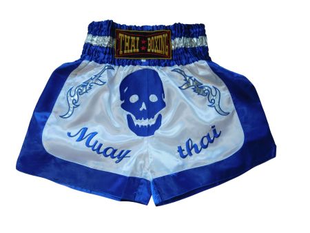 Muay Thai Shorts Unisex Blau Weiss M-XXL MMA Boxen Sport 015