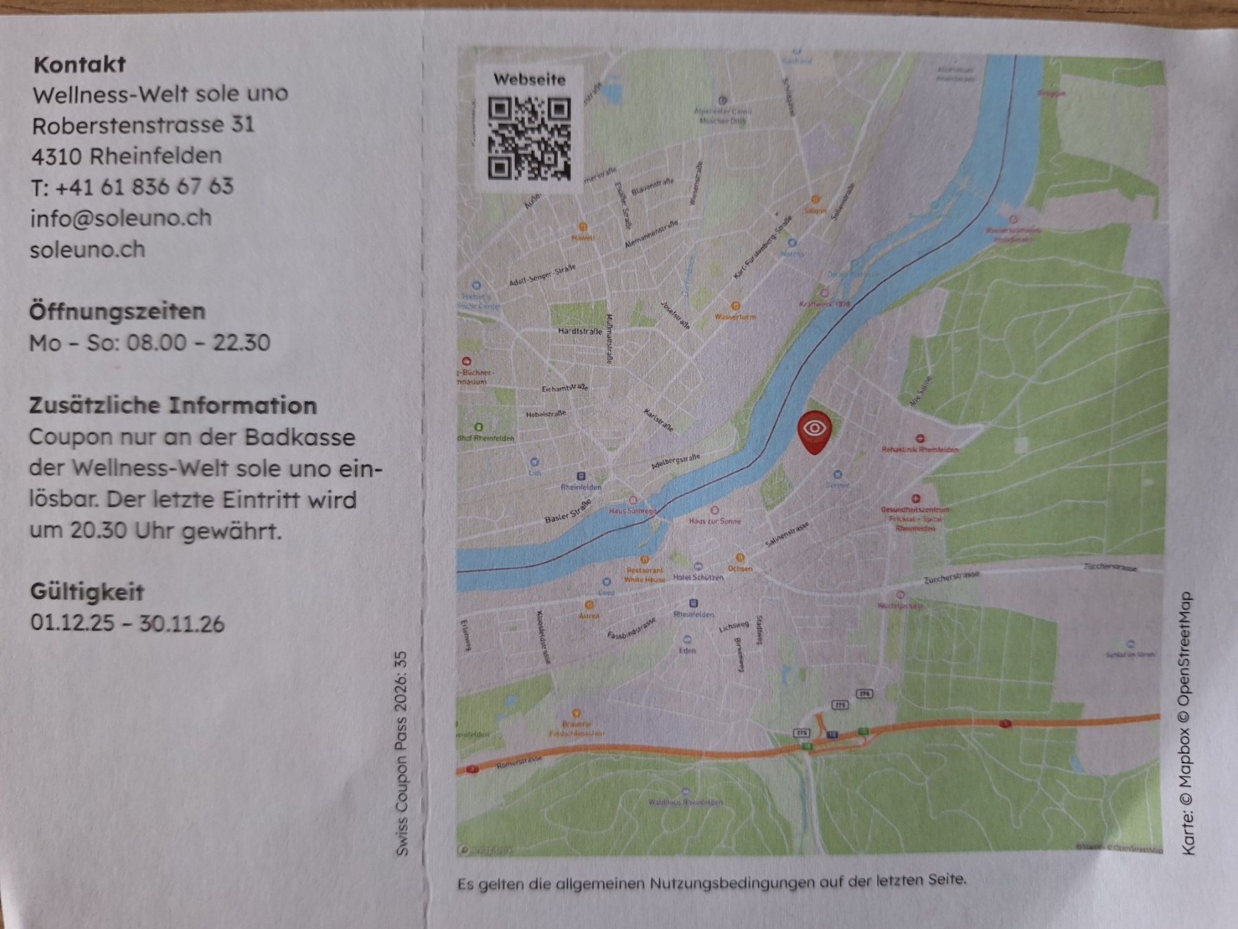 Sole Uno Rheinfelden 2 für 1 Gutschein bis 30.11.2026 🏊‍♀️ (Neu und ...
