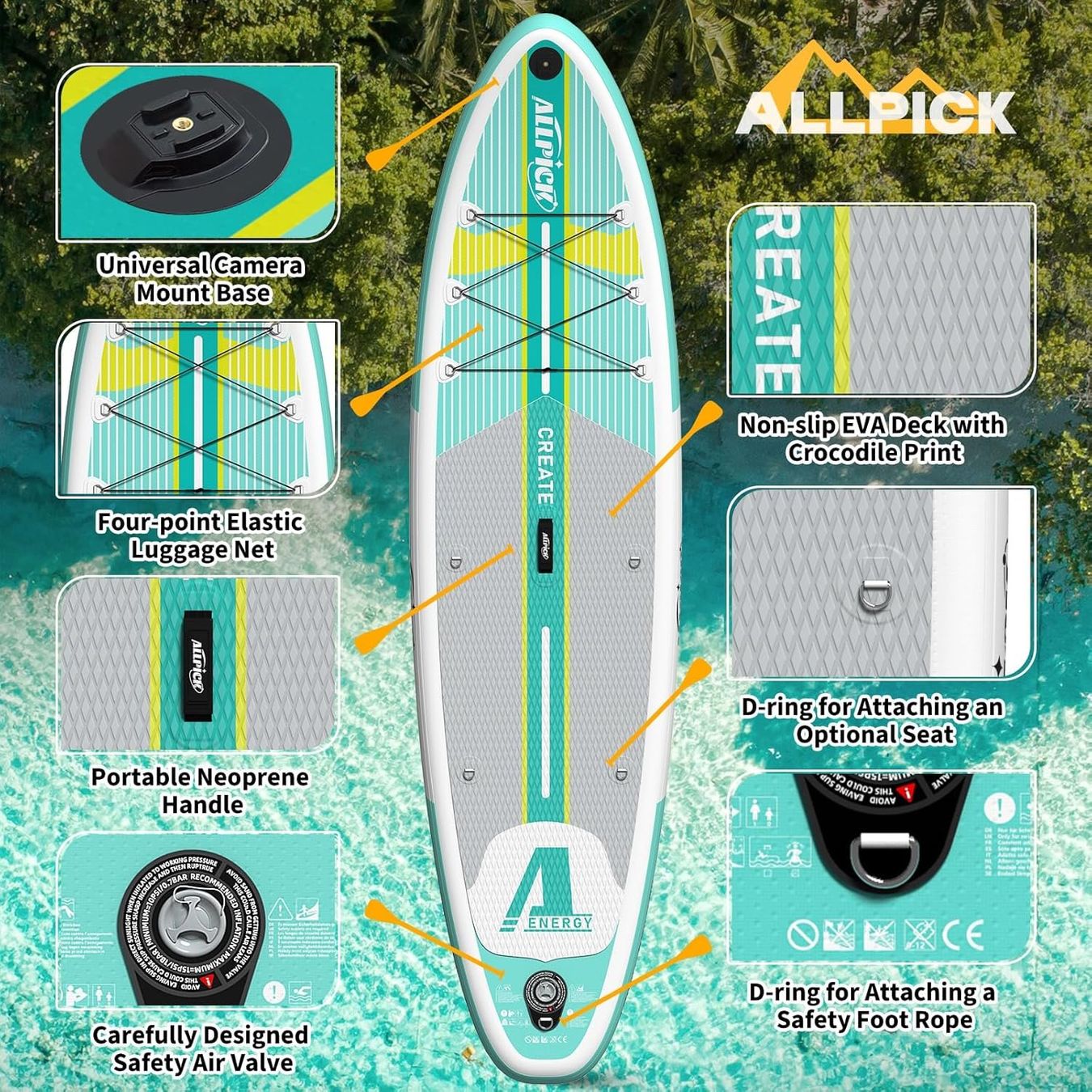 Tavole da surf e di nuoto: SUP Board 320cm aufblasbar Set Paddleboard Stand Up SUP NEU – Nuovo e nell'imballaggio originale da Wittenbach venduto da VELARO 2