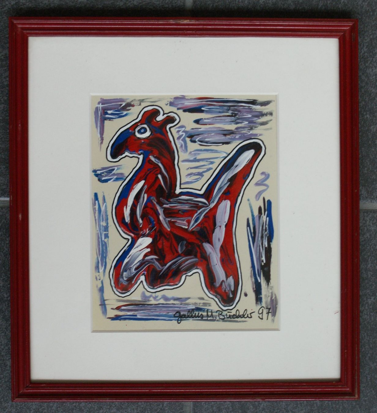 Dipinti: Büchler Gallus M., Art Brut, Ölbild, Huhn oder ... – Usato da St. Gallen venduto da BlauesKreuzSG-App