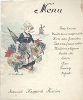 3 Menu-/Speisekarten - Aquarelle von G. Coulaud, um 1900