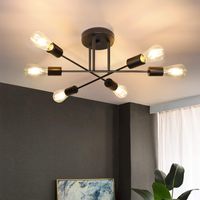 Vintage Deckenleuchte 6 flammig E27 Schwarz Industrial