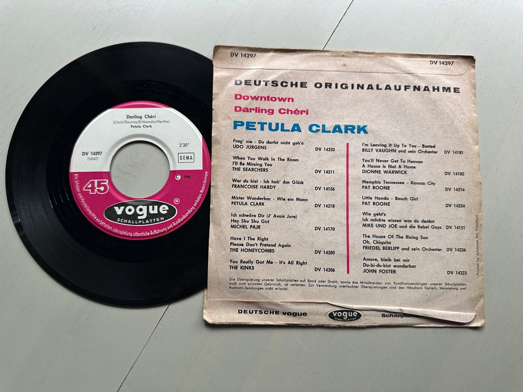 Vinyles: PETULA CLARK tolle original Single Downtown Deutsche Version – D'occasion à Basel par Partridge 1