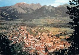 Gruss aus BAD RAGAZ mit Falknis, 1952
