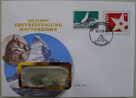 2015, Erstbesteigung des Matterhorns (150J) FDC mit Steinen!