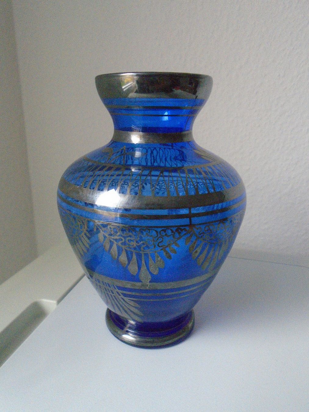 Vasi & Recipienti: blaue vintage VASE mit Silberdekor / Murano Glas? – Usato da Pfeffingen venduto da Elfenstein