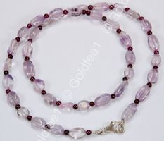 Amethyst - Granat Ovalkette ca. 45cm 925 Silber