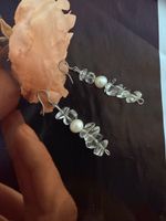 Elegante Ohrringe mit Perle und Glas, Handarbeit, Neu! (52)