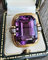 Antiker Amethyst Gold Ring Diamanten 585 14kt