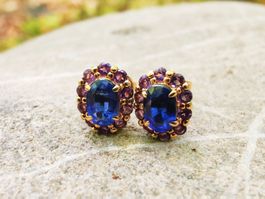 Kyanit mit Amethyst Ohrstecker, 18K Gold