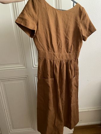 Vestito corto Sezane marrone tg. 34 tessuto 100% lino