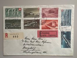 1947 Express Brief mit Satz 277-80 + B34-37
