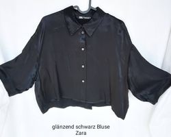 schwarze Bluse Zara satin XS, S, M
