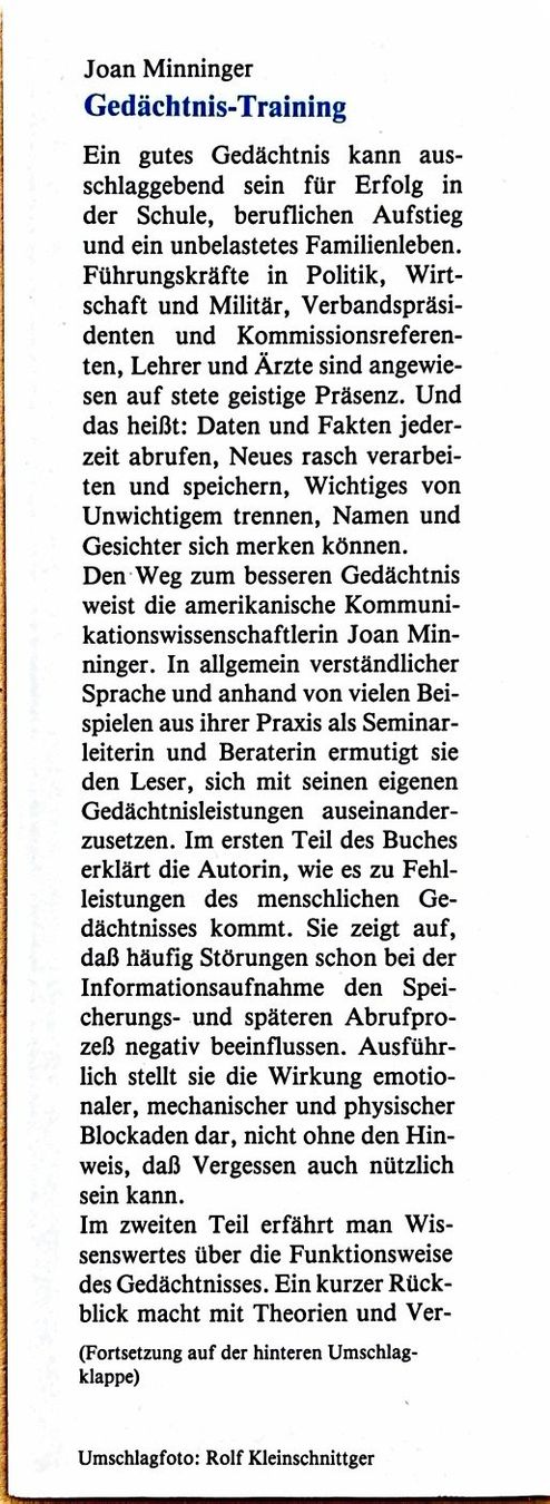 Libri: Minninger Joan, Gedächtnis-Training – Nuovo (secondo la descrizione) da Sarnen venduto da Livres 2