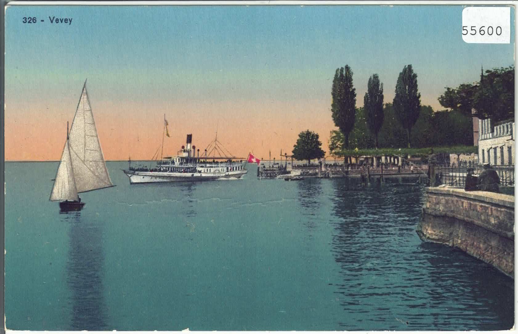 Ansichtskarten: Vevey - Barque Salon-Dampfer Bateau - Litho – Gebraucht aus Ettingen von Kartenplanet
