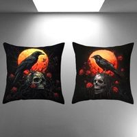 🖤💀 Gothic Kissenbezug - Totenkopf mit Rose ✨