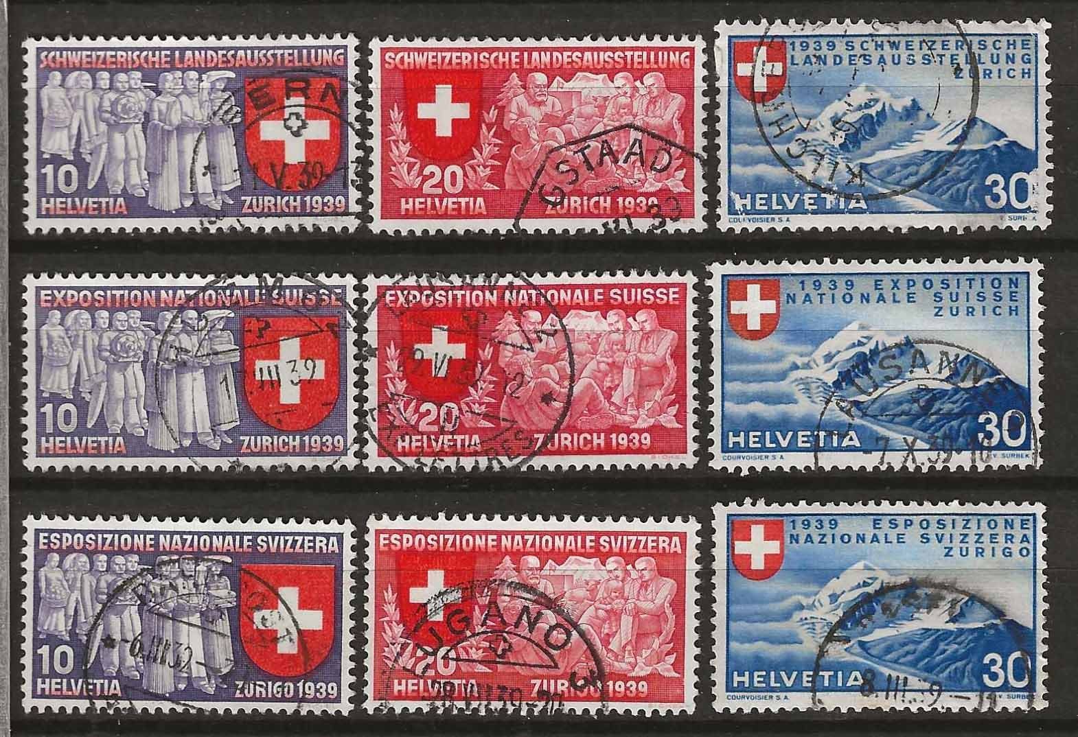 Alle Briefmarken: CH219 - Expo 39 219-227 obl. – Gebraucht aus Trélex von Phil_Albert