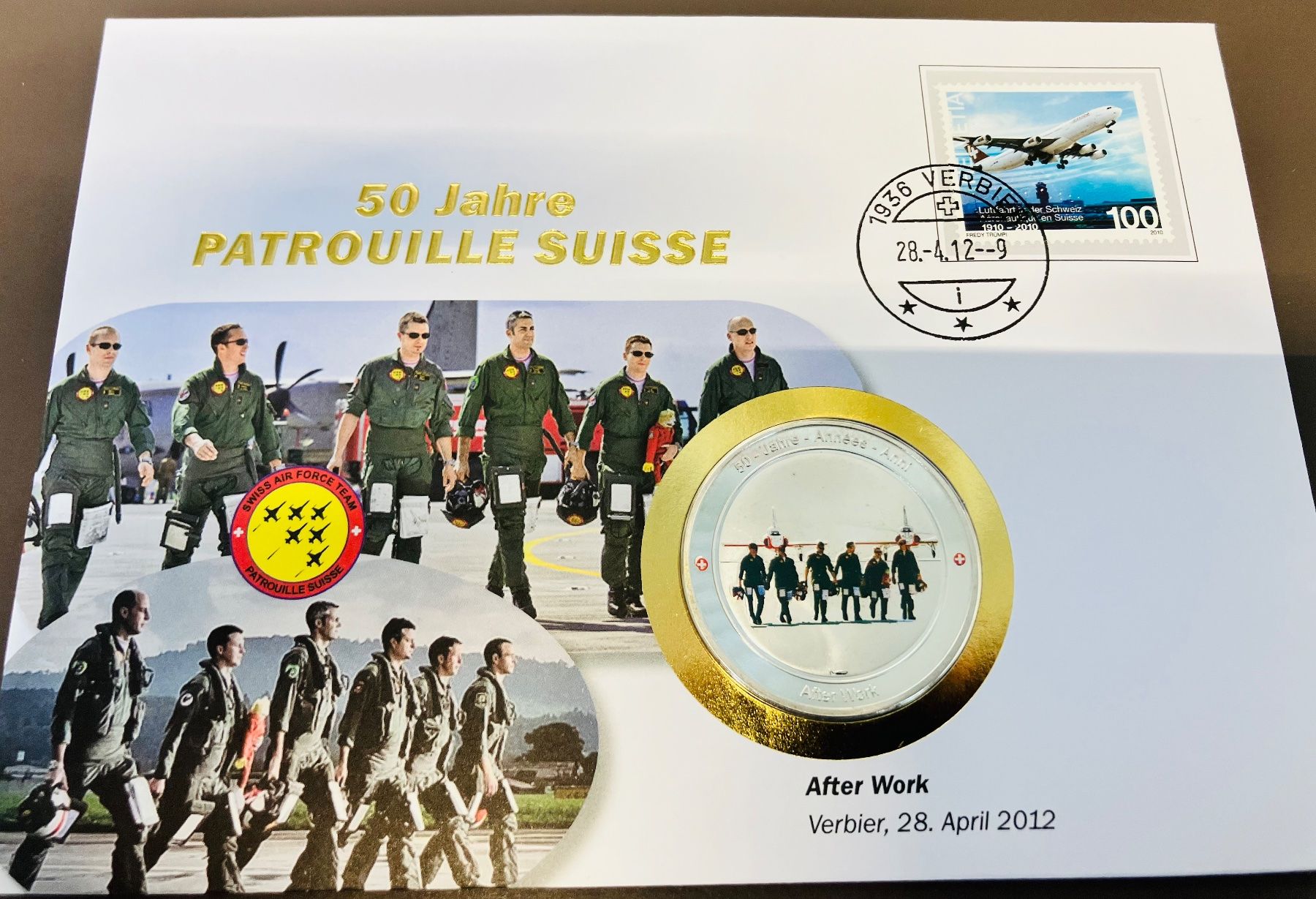 Medaglie: Patrouille Suisse  Numisbrief versilberte Medaille 2012 – Usato da Merenschwand venduto da Garfield2026