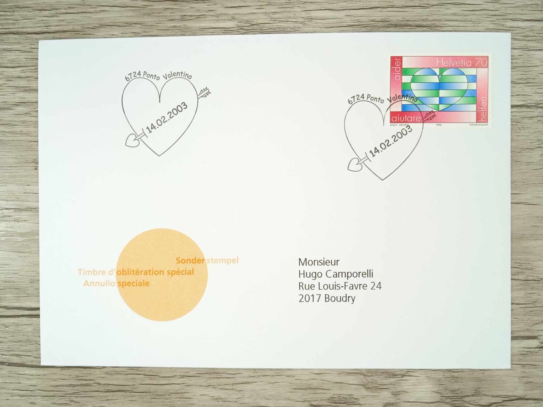 Tutti i francobolli: TR62 Enveloppe + Timbre Suisse 2003 – Usato da Cousset venduto da Patrick_Collections