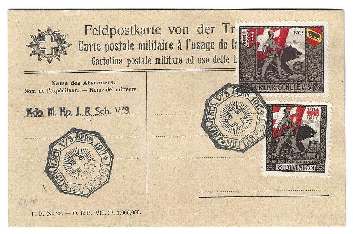 Tutti i francobolli: top Feldpostkarte mit 2 versch. Stempel der J.R.Schule V/3 – Usato da Weinfelden venduto da Fortuno