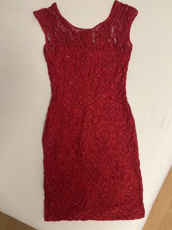 Elegantes rotes Spitzenkleid Gr. XS Zebra Fashion Partykleid