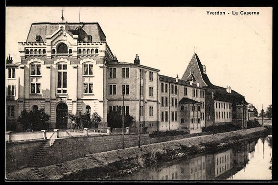 Cartoline postali: AK Yverdon, La Caserne, 1909 – Usato da Berlin venduto da bartko-reher