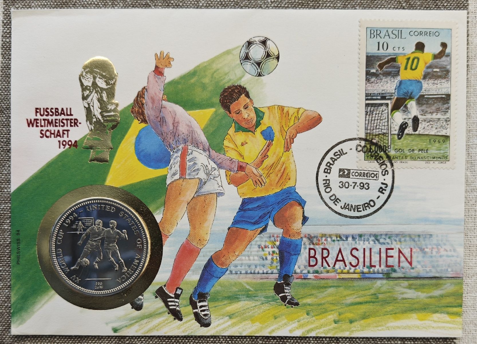 Toutes les monnaies: Weltmeisterschaft 1994  Numisbrief Brasilien  – D'occasion à Hünibach par gaenggele247