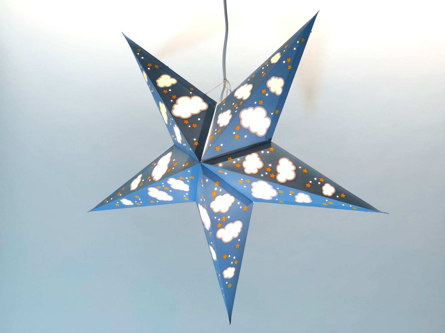 Ghirlande e barre luminose: Leuchtstern - fluffy clouds light blue 60cm /mit Kabel + LED – Nuovo e nell'imballaggio originale da Bergdietikon venduto da Garak 1