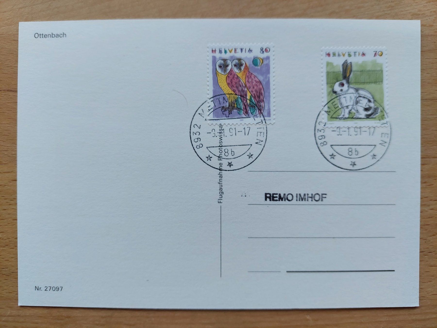 Cartoline postali: AK Ottenbach gestempelt 09.01.91 – Usato da Obfelden venduto da Foto_Bild_Kunst_Buch 1
