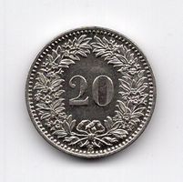 (1126) Schweiz, 20 Rappen 1894, top stgl