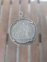 Vintage Solid Silver 10 Francs Coin Pendant 1968 Hercules 