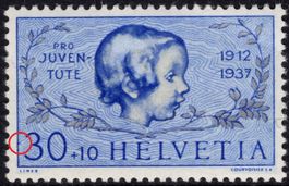 30 Rp. Mädchenkopf mit ABART - blauer Fleck am Rand neben 30