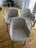 3er Set Esszimmerstühle UDSBJERG Stoff beige/Eiche!