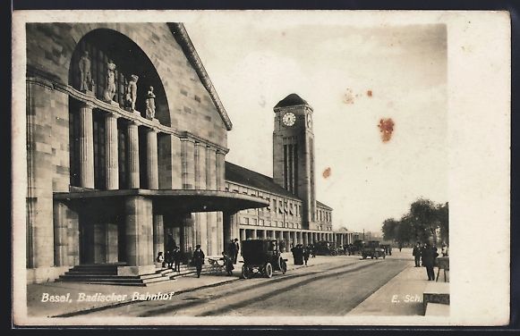 Cartes postales: AK Basel, Badischer Bahnhof mit Auto – D'occasion à Berlin par bartko-reher
