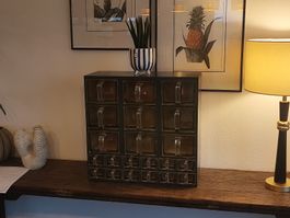 Meuble à Épices style Bauhaus 1930, tirroirs en verre Poncet