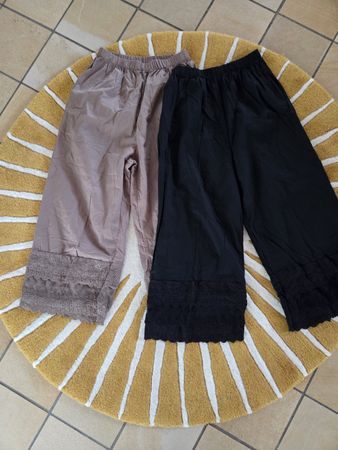 Sommerhose Set: Beige und Schwarz, Grösse One Size.