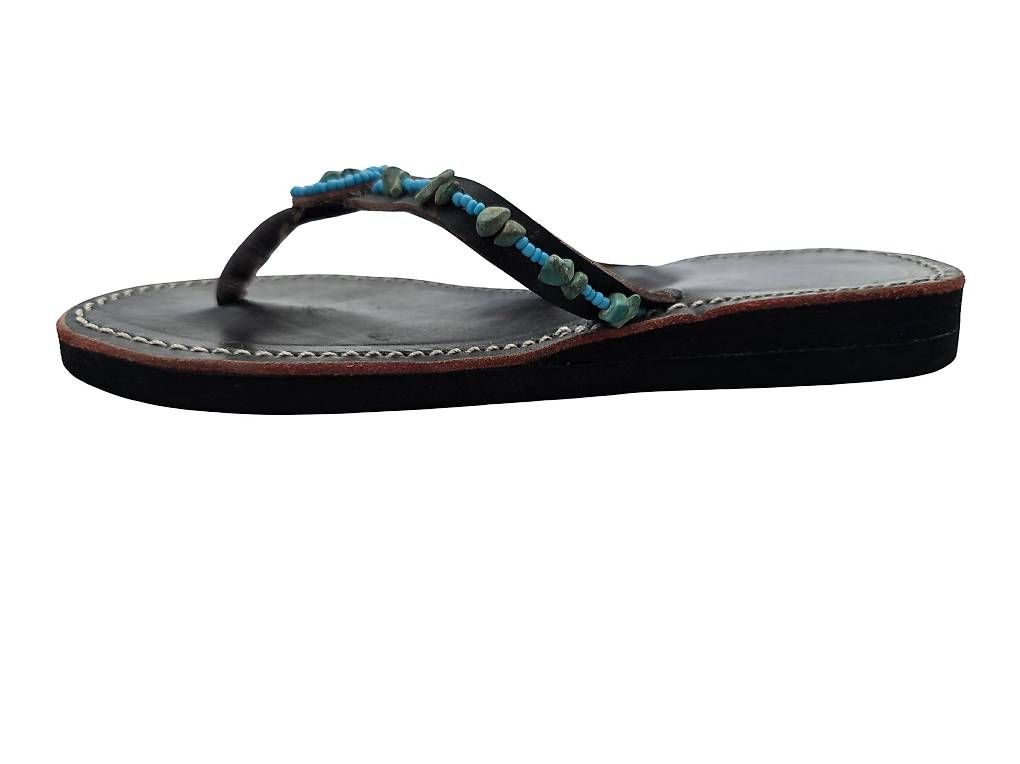 Scarpe da donna: Handgemachte Leder-Sandalen - Türkis mit Steinen 36 – Nuovo e nell'imballaggio originale da Brione s. Minusio venduto da Littleninja 2