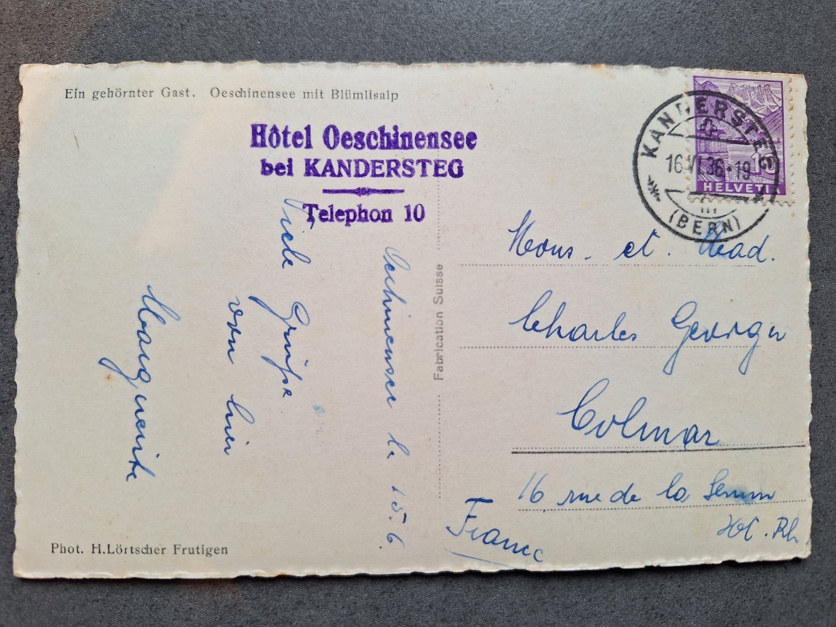 Cartoline postali: Hotel Oeschinensee bei Kandersteg – Usato da Balgach venduto da SIMEON27 1