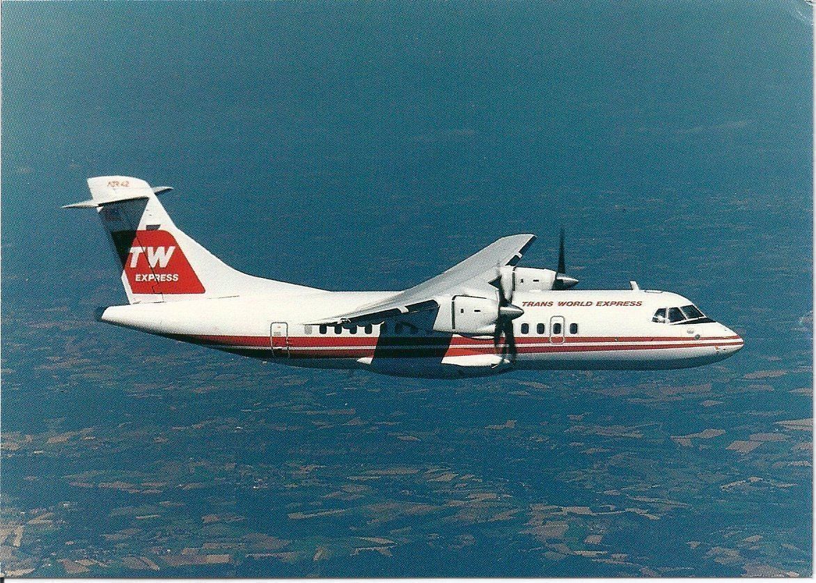 Cartoline postali: TWE - Trans World Express ATR 42-300 – Nuovo e nell'imballaggio originale da Thun venduto da Abigboss
