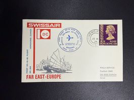 Swissair Erstflugbrief Hongkong-Zürich 1974