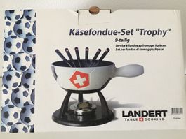 Käsefondue-Set - Hopp Schwiiz - Caquelon aus Steingut 24 cm