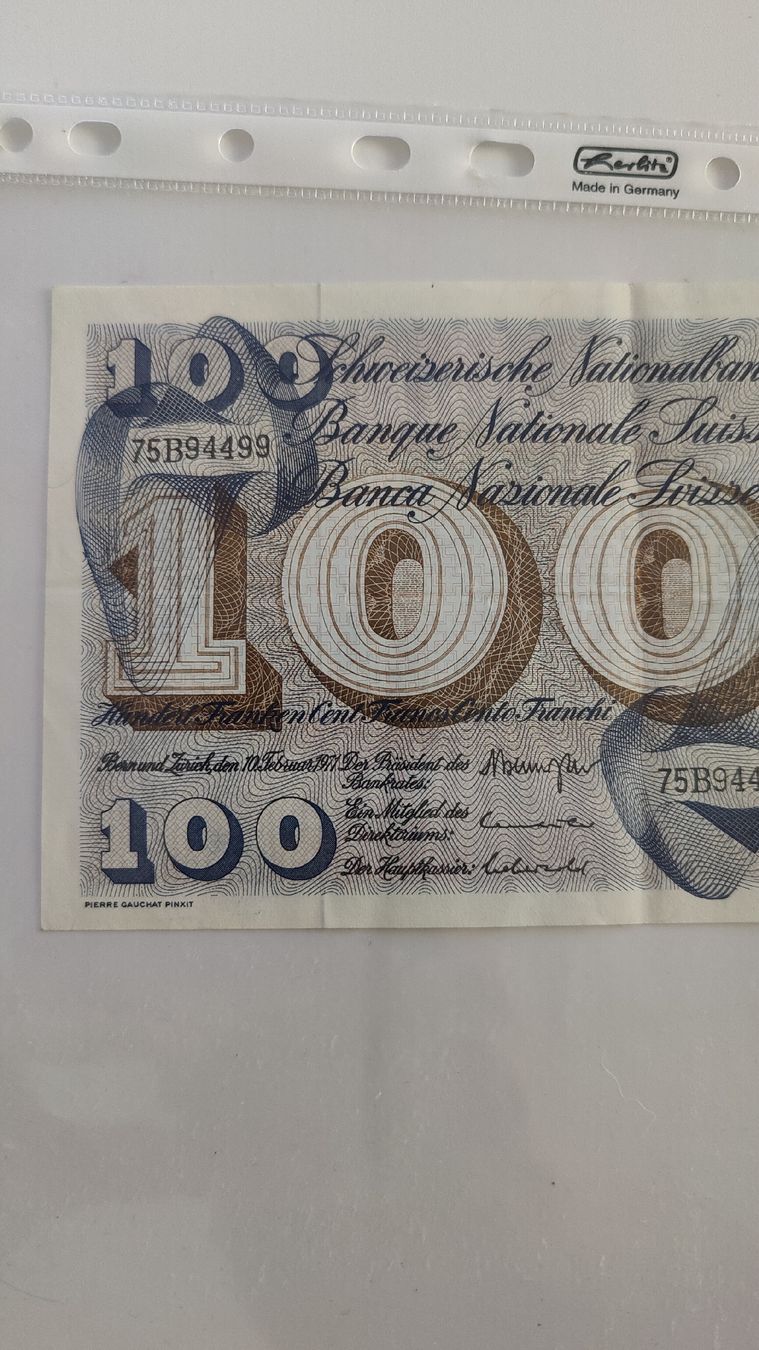 Banconote: 100 Franken 1971, Banknote Schweiz (LP2) – Usato da Neuenhof venduto da tap_mxt6 3