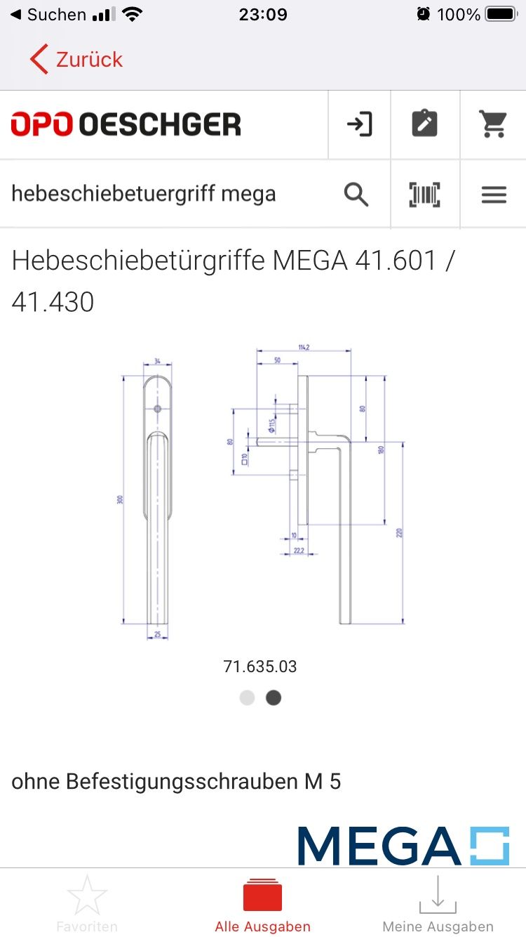 Mega Ferramenta: Hebeschiebetürgriffe MEGA – Usato da Meilen venduto da marsico79 1