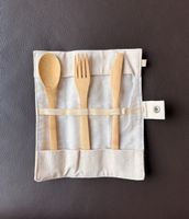 Besteckset Bambus Löffel Gabel Messer inkl. Hülle NEU
