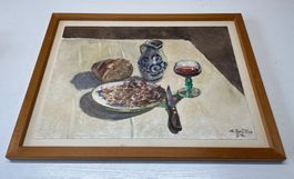 Aquarell / Stillleben von HANS GRÜTTER 1984      (ID M180)